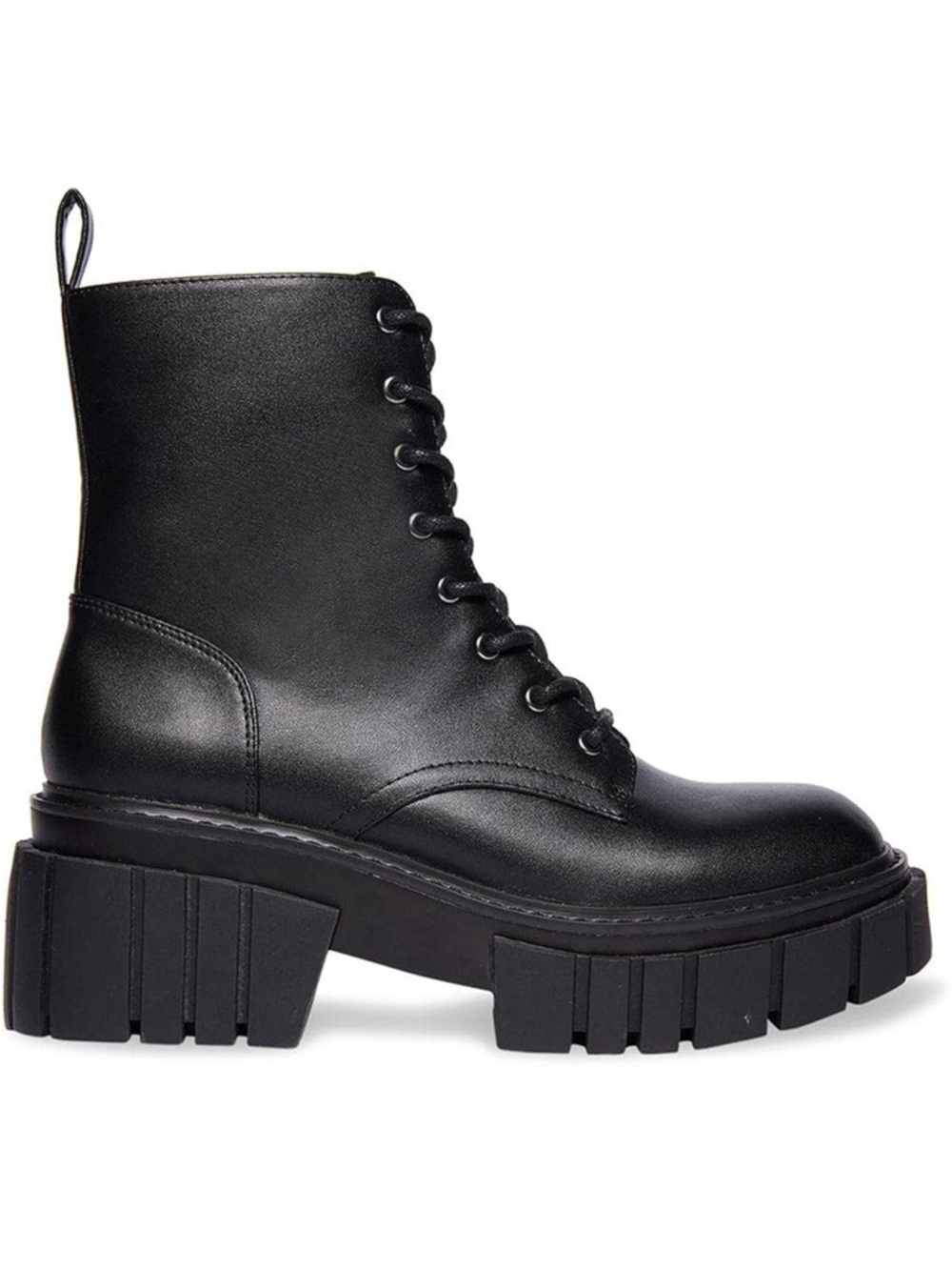 Madden Girl Philly Black Chunky Platform Lace-Up Boots with Side Zipper